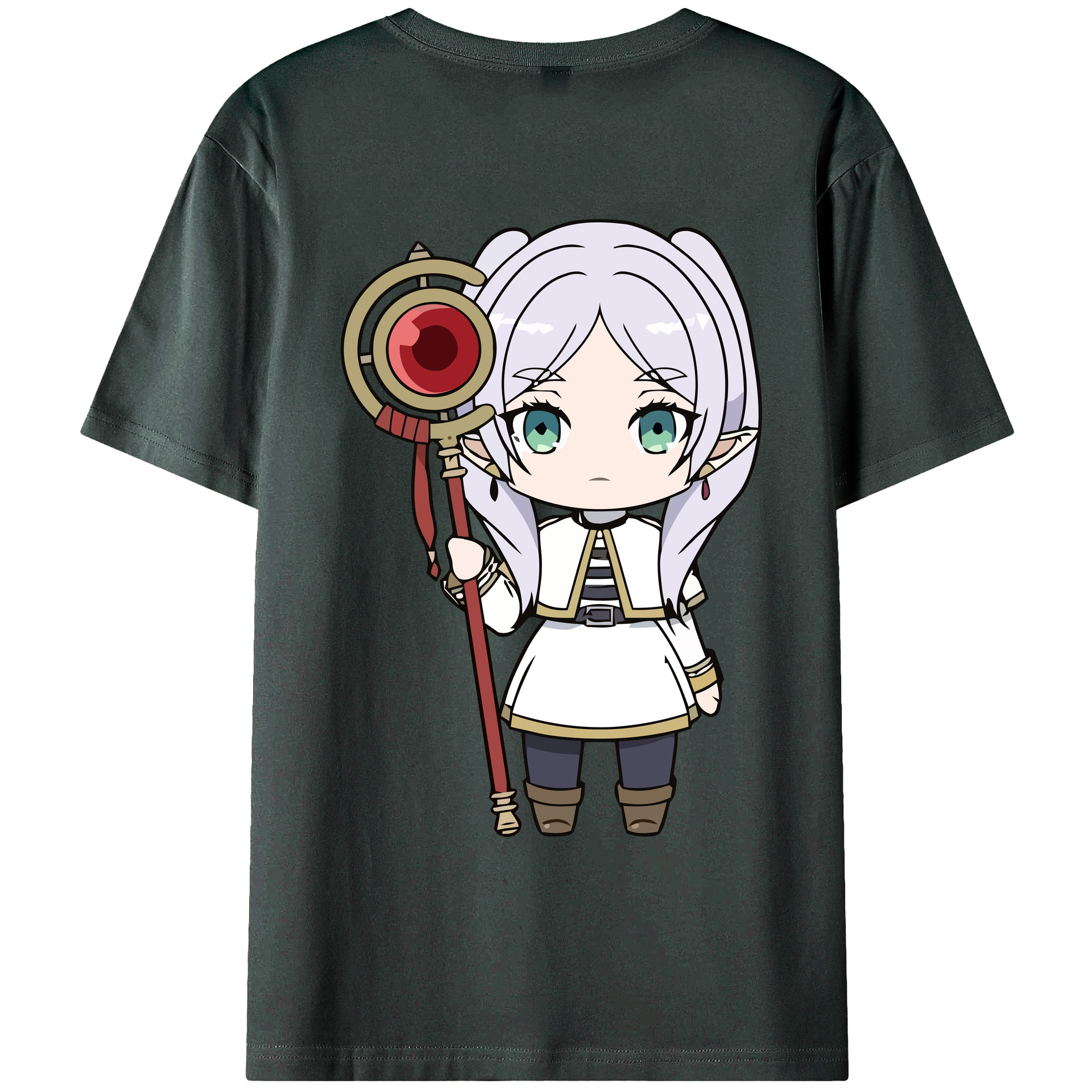 （画像用） 葬送のフリーレン Frieren 綿100％ メンズ半袖Tシャツ（バックプリント） 通気性